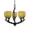 Bow 5 Light Chandelier Shown In Black Copper Finish With 5" Cayenne Linen Glass (275-BC-625)