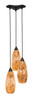 Europa 3 Light Cluster Pendalier Shown In Dark Granite Finish With 5.5" Gold Fusion Glass (28-DG-417)