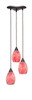 Europa 3 Light Cluster Pendalier Shown In Dark Granite Finish With 5" Red Fusion Glass (28-DG-5056)