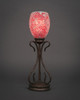 Swan Mini Table Lamp Shown In Bronze Finish With 5" Red Fusion Glass (31-BRZ-5056)