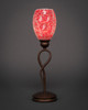 Leaf Mini Table Lamp Shown In Bronze Finish With 5" Red Fusion Glass (35-BRZ-5056)