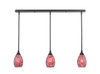 3 Light Linear Pendalier With Hang Straight Swivels Shown In Dark Granite Finish With 5" Red Fusion Glass (36-DG-5056)