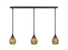 3 Light Linear Pendalier With Hang Straight Swivels Shown In Dark Granite Finish With 5.5" Rosetta Art Glass (36-DG-9881)