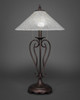 Olde Iron Table Lamp Shown In Bronze Finish With 16" Gold Ice Glass (42-BRZ-714)