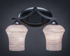 Zilo 2 Light Bath Bar Shown In Matte Black Finish With 5.5" Zilo Gray Linen Glass (552-MB-682)