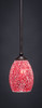 Zilo 1 Light Mini Pendant Shown In Dark Granite Finish With 5" Red Fusion Glass (560-DG-5056)