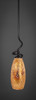 Capri Stem Mini Pendant With Hang Straight Swivel Shown In Dark Granite Finish With 5.5" Gold Fusion Glass (901-DG-417)