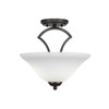 Zilo Semi Flush With 2 Bulbs Shown In Dark Granite Finish With 12" White Linen Glass (563-DG-614)