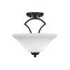 Zilo Semi Flush With 2 Bulbs Shown In Matte Black Finish With 12" White Linen Glass (563-MB-614)