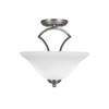 Zilo Semi Flush With 2 Bulbs Shown In Graphite Finish With 12" White Linen Glass (563-GP-614)