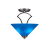 Zilo Semi Flush With 2 Bulbs Shown In Graphite Finish With 12" Blue Italian Glass (563-GP-4152)