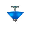 Semi-Flush With 2 Bulbs Shown In Brushed Nickel Finish With 12" Blue Italian Glass (120-BN-4152)