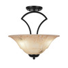 Zilo Semi Flush With 3 Bulbs Shown In Matte Black Finish With 16" Italian Marble Glass (565-MB-53618)