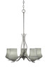 Revo 5 Light Chandelier Shown In Aged Silver Finish With 5.5" Zilo Gray Linen Glass (245-AS-682)