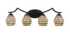 Zilo 4 Light Bath Bar Shown In Matte Black Finish With 5" Rosetta Art Glass (554-MB-9881)