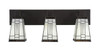 Apollo 3 Light Bath Bar Shown In Dark Granite Finish With 5" Square Santa Fe Art Glass (583-DG-9544)
