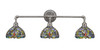 Vintage 3 Light Bath Bar Shown In Aged Silver Finish With 7" Kaleidoscope Art Glass (183-AS-9905)