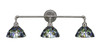 Vintage 3 Light Bath Bar Shown In Aged Silver Finish With 7" Blue Mosaic Art Glass (183-AS-9955)