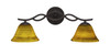 Revo 2 Light Bath Bar Shown In Dark Granite Finish With 7" Firr?? Saturn Glass (142-DG-454)