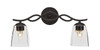 Revo 2 Light Bath Bar Shown In Dark Granite Finish With 4.5" Clear Bubble Glass (142-DG-461)