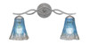 Revo 2 Light Bath Bar Shown In Aged Silver Finish With 5.5" Teal Crystal Glass (142-AS-725)