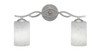 Revo 2 Light Bath Bar Shown In Aged Silver Finish With 4" White Muslin Glass (142-AS-310)