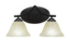 Zilo 2 Light Bath Bar Shown In Matte Black Finish With 7" Amber Marble Glass (552-MB-503)