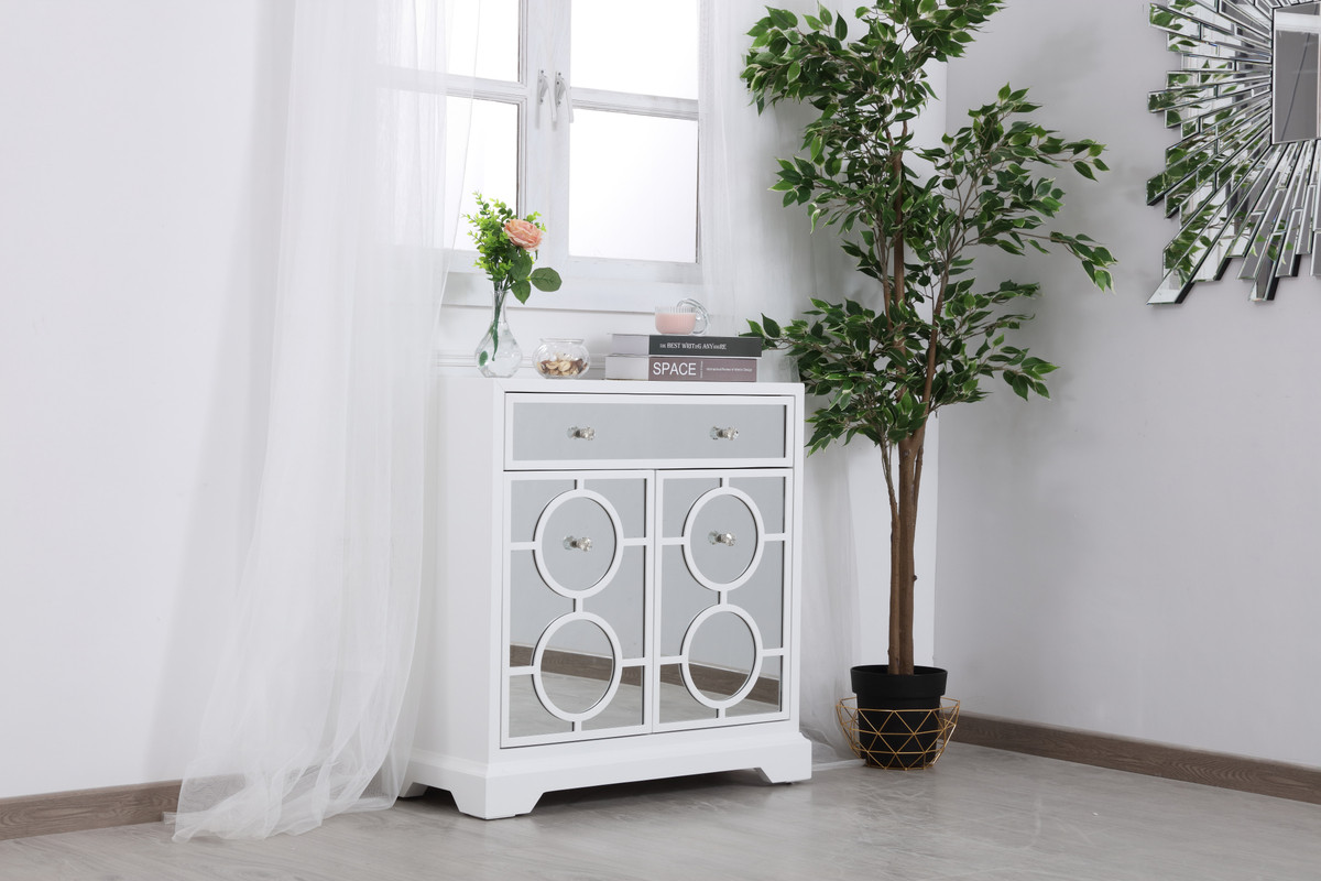 Elegant Furniture and Lighting Mirrored Cabinet