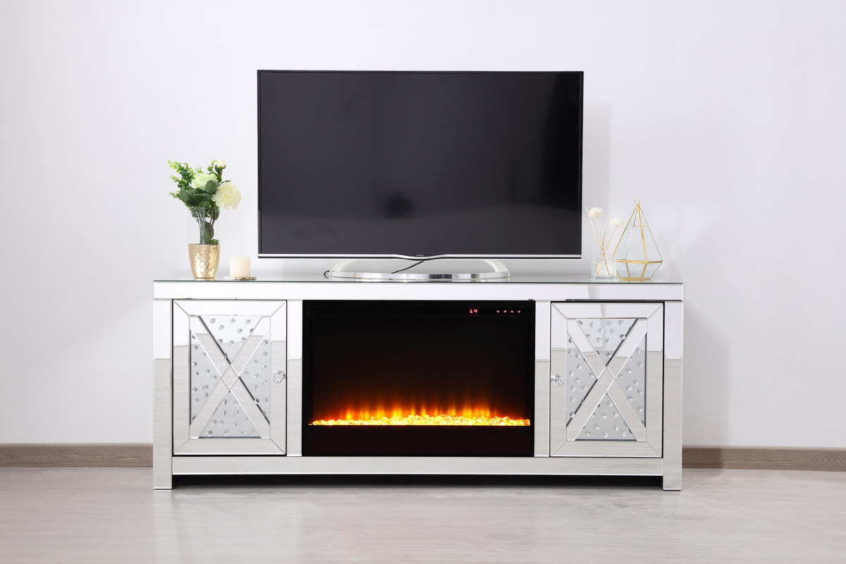 Elegant Furniture and Lighting TV Stand with Fireplace - Thumbnail 4