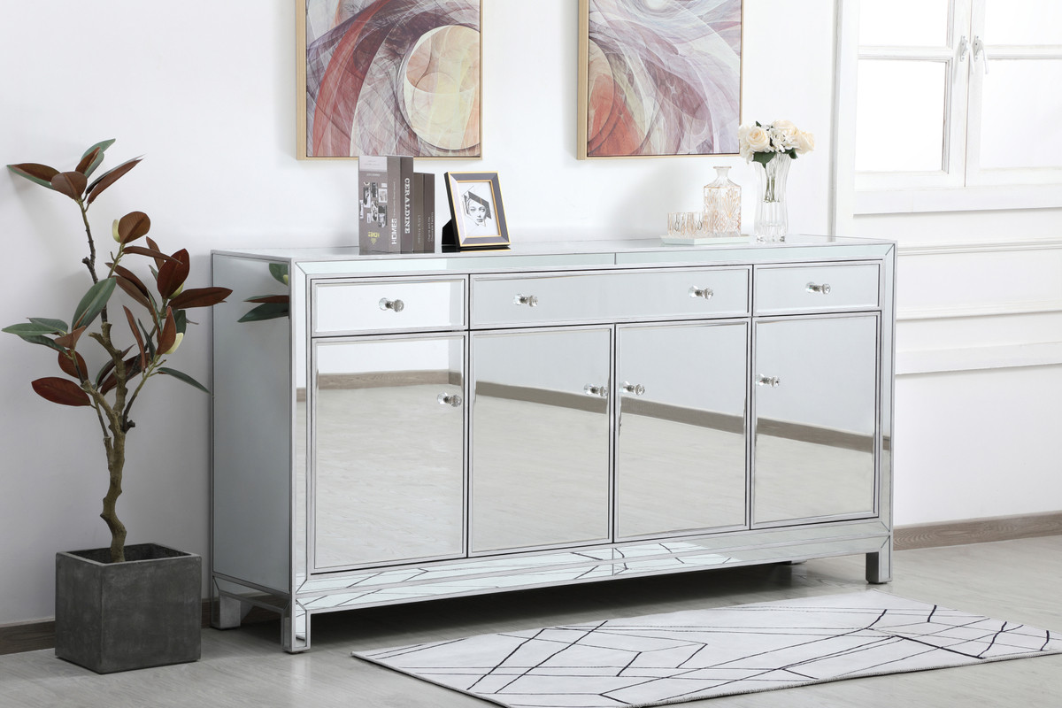Elegant Furniture and Lighting Reflexion Mirrored Credenza - Thumbnail 2
