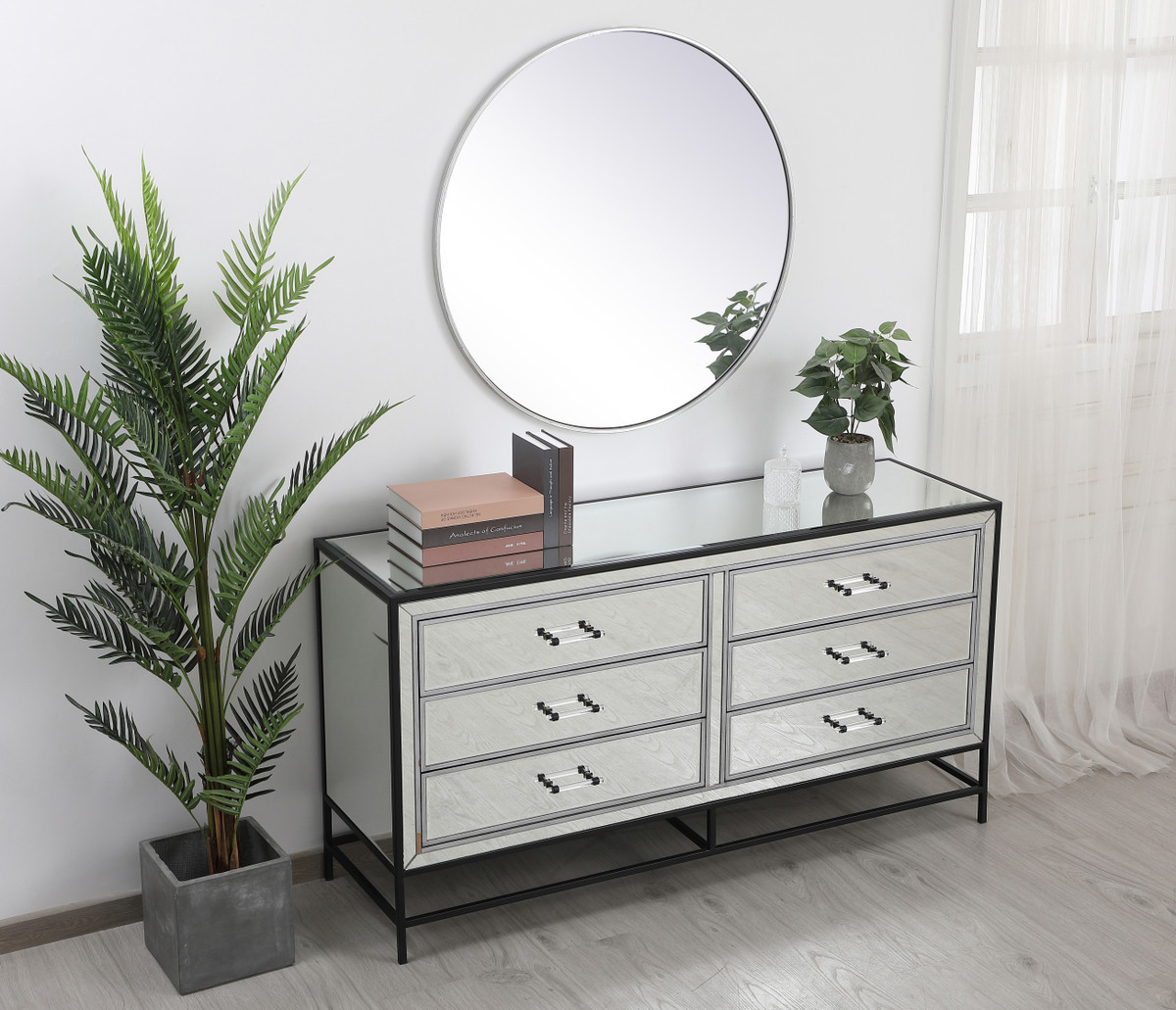 Elegant Furniture and Lighting Mirrored Chest - Thumbnail 5