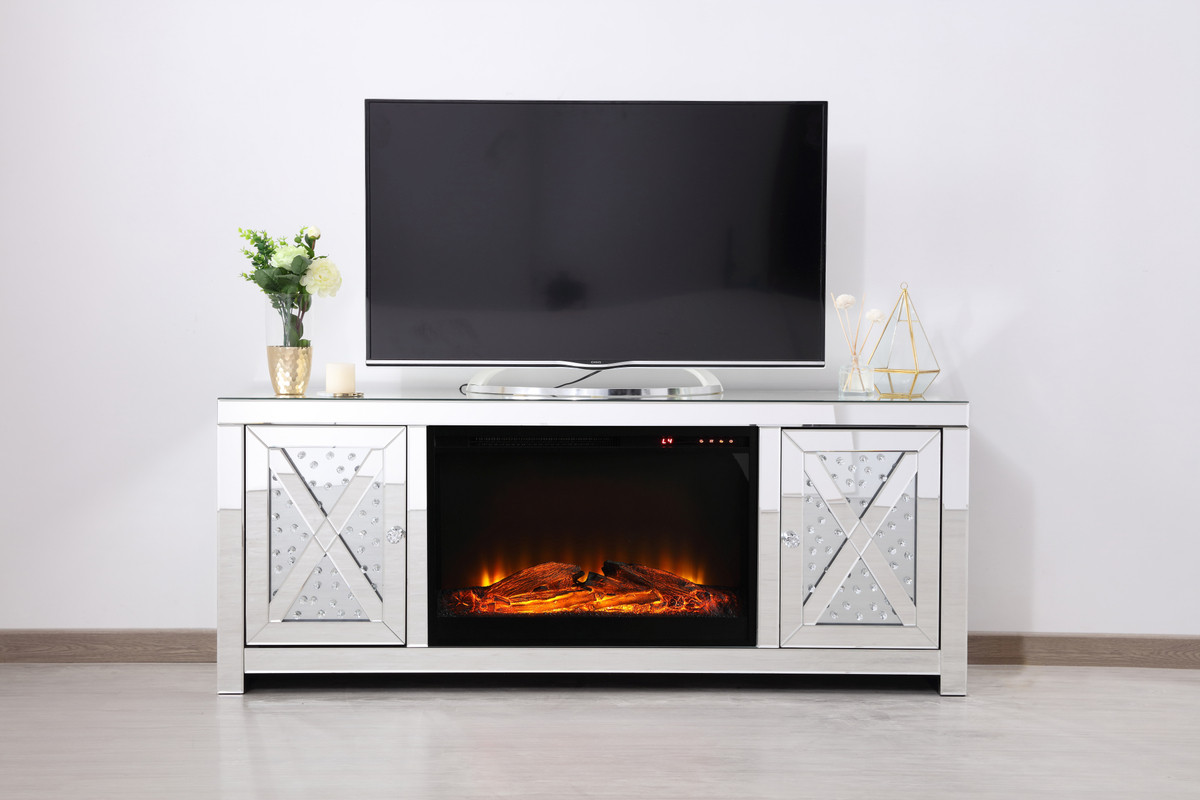 Elegant Furniture and Lighting TV Stand with Fireplace