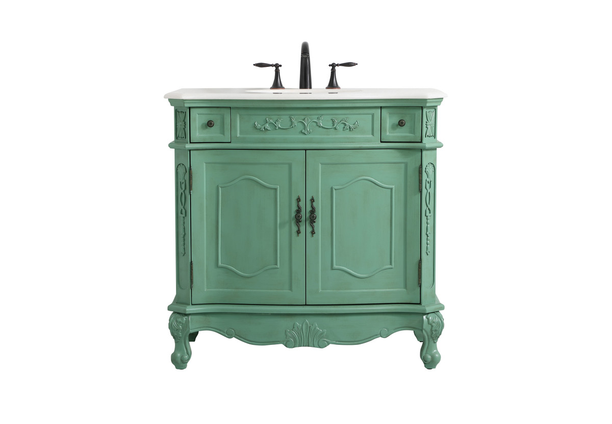 36 Inch Single Bathroom Vanity In Vintage Mint (VF10136VM
