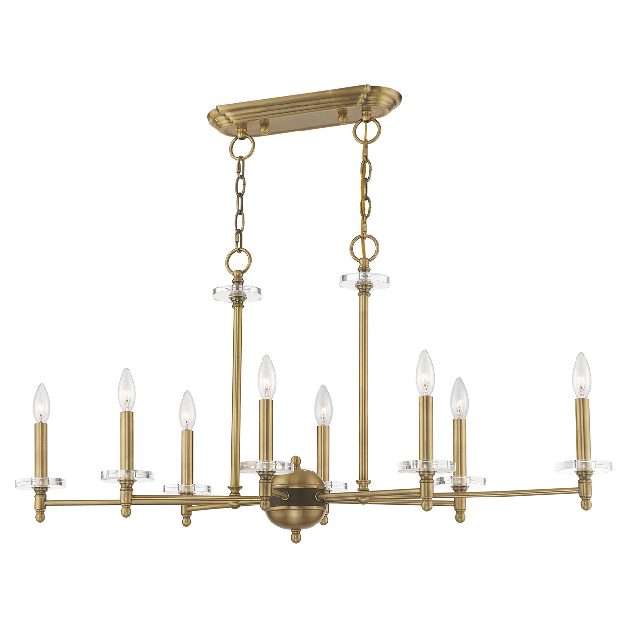 linear brass chandelier