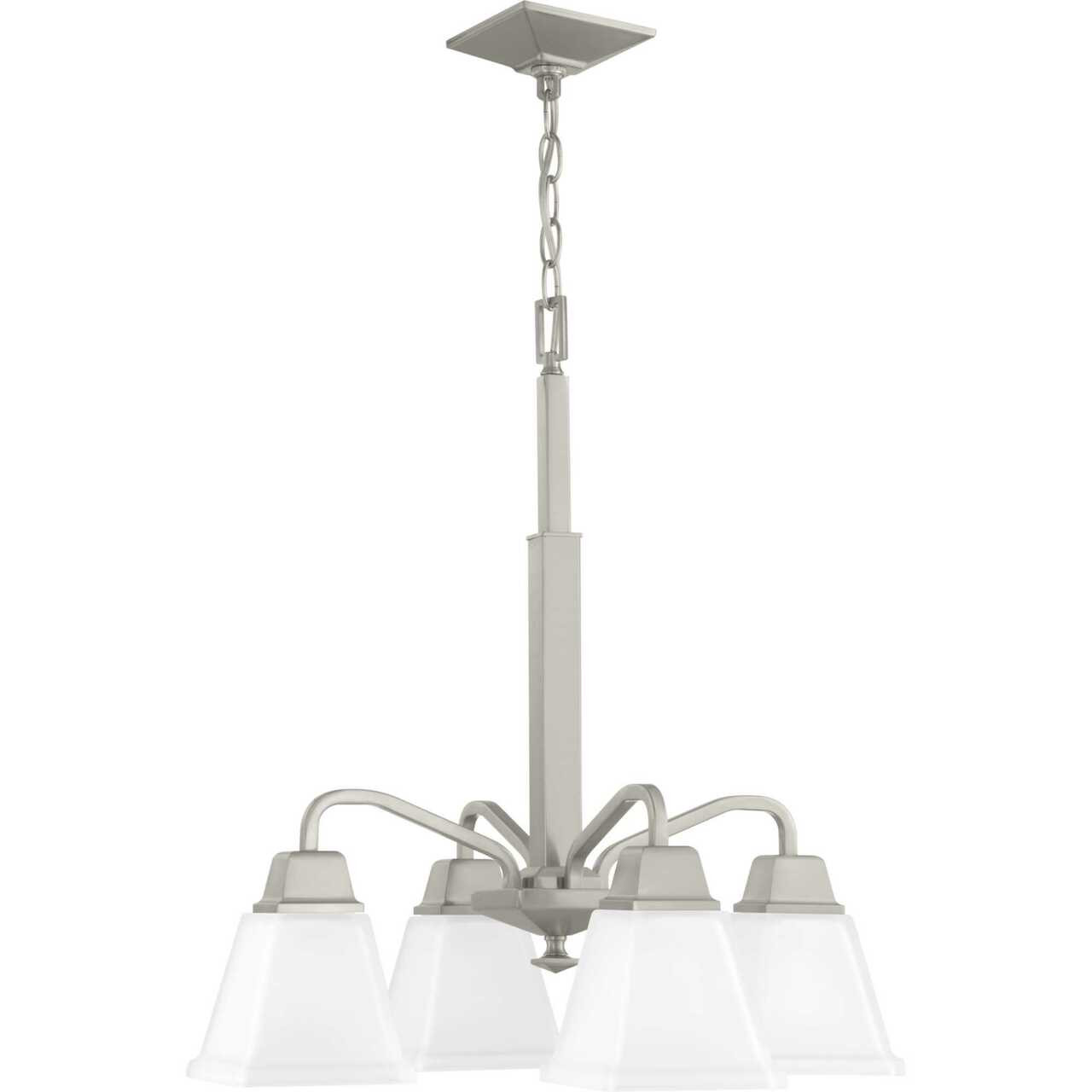 Clifton Heights Collection Four-Light Brushed Nickel Etched Glass Craftsman  Chandelier Light (P400118-009)