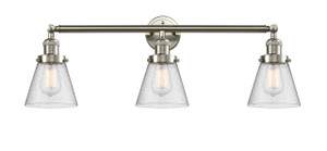 Small Cone 3 Light Bath Vanity Light In Brushed Satin Nickel (205-Sn-G64) Small Cone 3 Light Bath Vanity Light In Brushed Satin Nickel (205-Sn-G64)