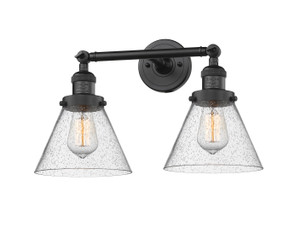 Large Cone 2 Light Bath Vanity Light In Matte Black (208-Bk-G44) Large Cone 2 Light Bath Vanity Light In Matte Black (208-Bk-G44)