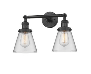 Small Cone 2 Light Bath Vanity Light In Matte Black (208-Bk-G62) Small Cone 2 Light Bath Vanity Light In Matte Black (208-Bk-G62)