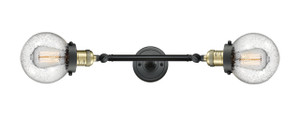 Beacon 2 Light Bath Vanity Light In Black Antique Brass (208L-Bab-G204-6) Beacon 2 Light Bath Vanity Light In Black Antique Brass (208L-Bab-G204-6)