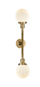 Beacon 2 Light Bath Vanity Light In Brushed Brass (208L-Bb-G201-6)