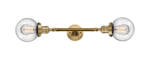 Beacon 2 Light Bath Vanity Light In Brushed Brass (208L-Bb-G204-6) Beacon 2 Light Bath Vanity Light In Brushed Brass (208L-Bb-G204-6)
