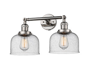 Large Bell 2 Light Bath Vanity Light In Polished Nickel (208-Pn-G74)