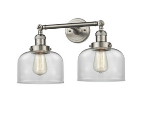 Large Bell 2 Light Bath Vanity Light In Brushed Satin Nickel (208-Sn-G72)