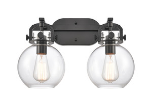 Newton Sphere 2 Light Bath Vanity Light In Matte Black (410-2W-Bk-7Cl)