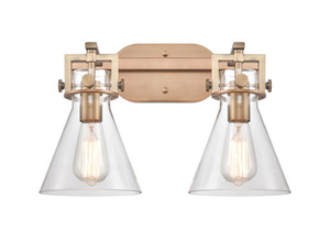 Newton Cone 2 Light Bath Vanity Light In Brushed Brass (411-2W-Bb-7Cl)