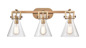 Newton Cone 3 Light Bath Vanity Light In Brushed Brass (411-3W-Bb-7Cl)