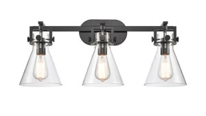 Newton Cone 3 Light Bath Vanity Light In Matte Black (411-3W-Bk-7Cl)