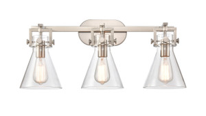 Newton Cone 3 Light Bath Vanity Light In Brushed Satin Nickel (411-3W-Sn-7Cl)