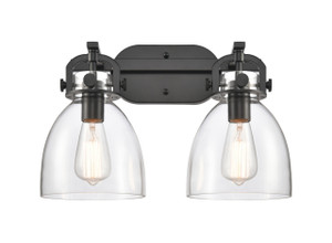 Newton Bell - 2 Light - 17 inch - Matte Black - Bath Vanity Light (412-2W-BK-7CL)