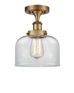 Large Bell 1 Light Semi-Flush Mount In Brushed Brass (916-1C-Bb-G72)